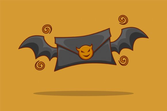 Black Letter and Bat Wings Illustration
