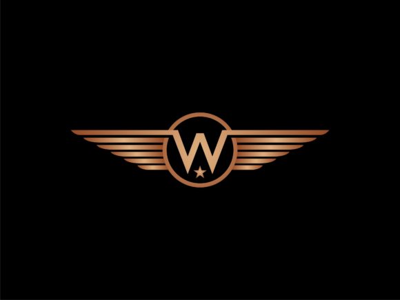 Letter W with Wings Emblem Logo