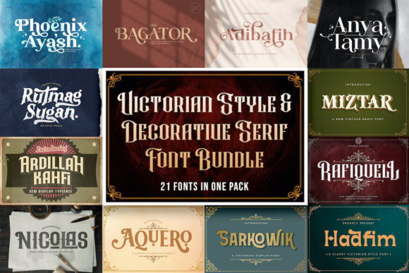Victorian Style Decorative Serif Font Bundle